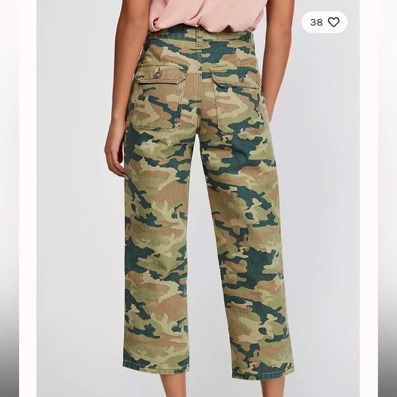 We The Free Free People Remy Camo High Waisted Wide Leg Jeans - Picture 3 of 16
